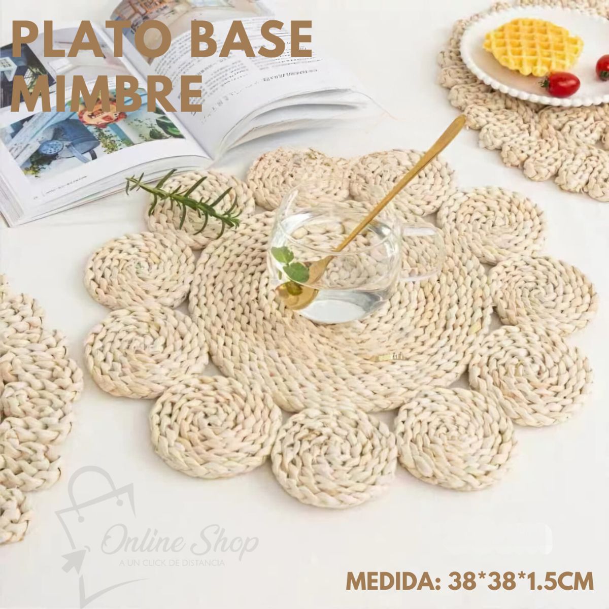 GENERICO - Plato Base Mimbre Flor