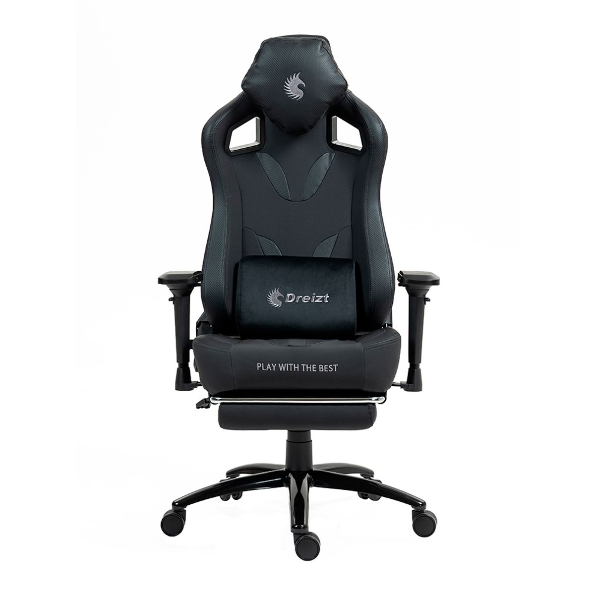 DREIZT - Silla Gamer Dreizt Thunder Series Negro Premium Con Posapies Clase 4