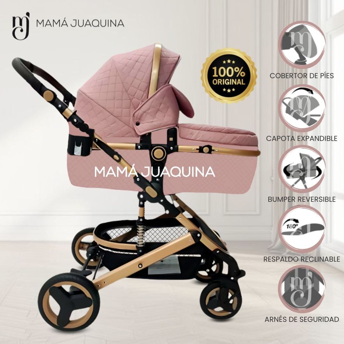 EBABY - Coche Cuna Moisés de Lujo «LOVY BABY» Pink