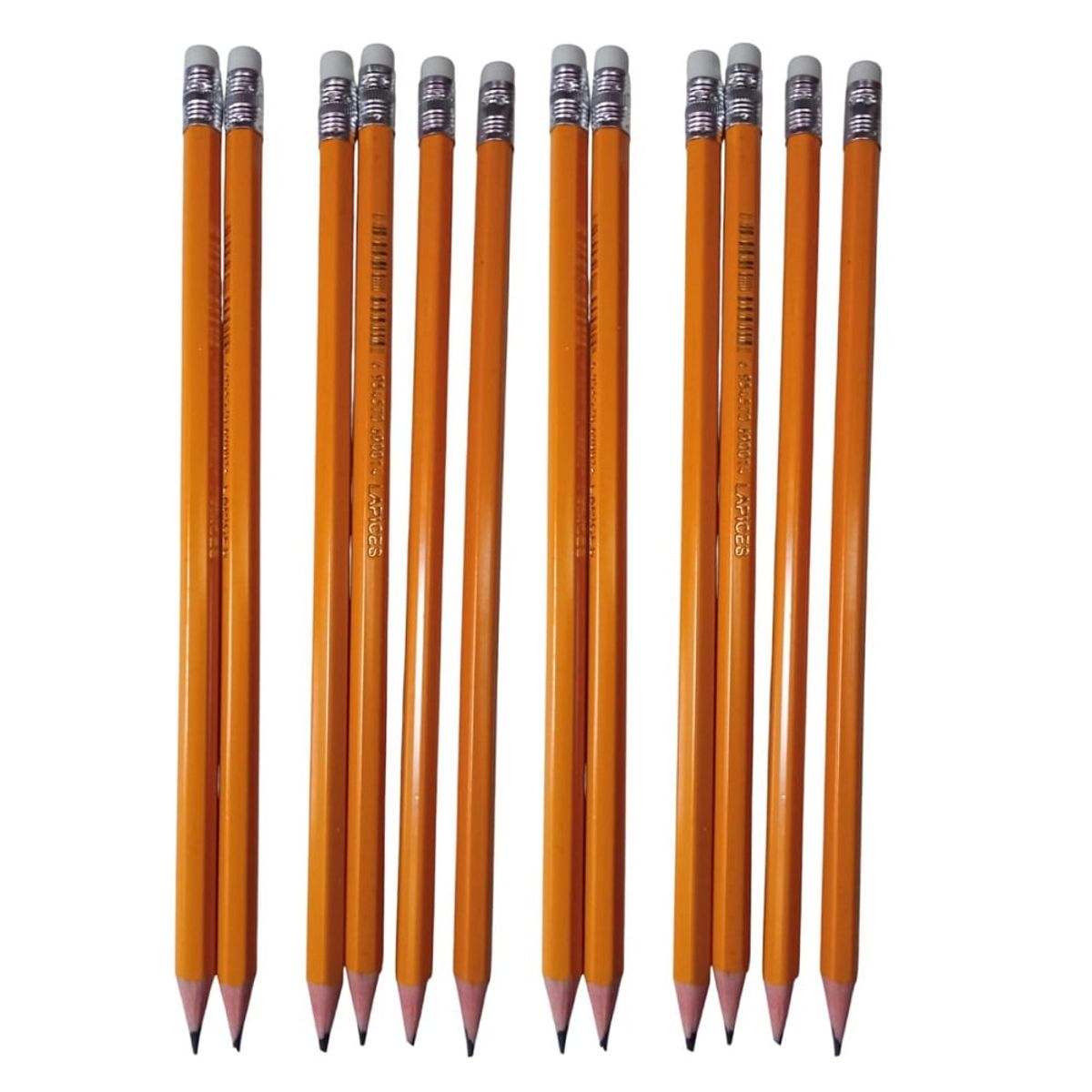GENERICO - Lapices hezagonal lapiz con borrador set de 12 Amarillos