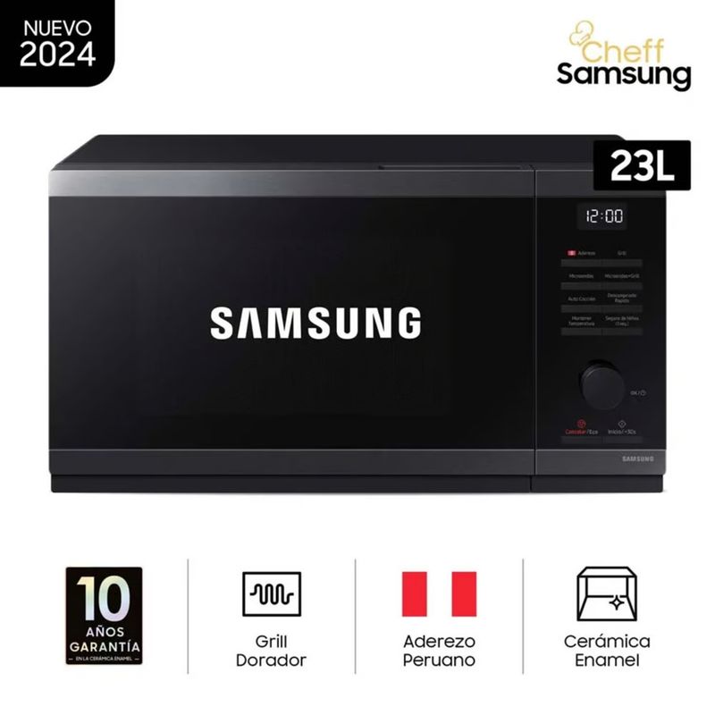 SAMSUNG - Microondas Samsung 23 Litros con dorador Acero Inoxidable MG23DG4524AG