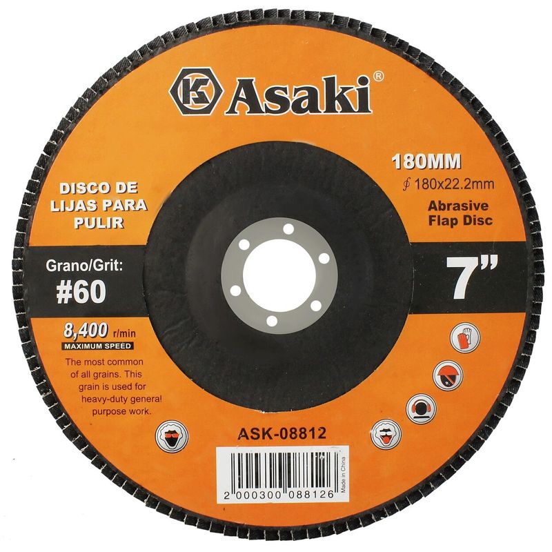 ASAKI - Disco Lija Flap 7″ (180mm) grano 60  Asaki