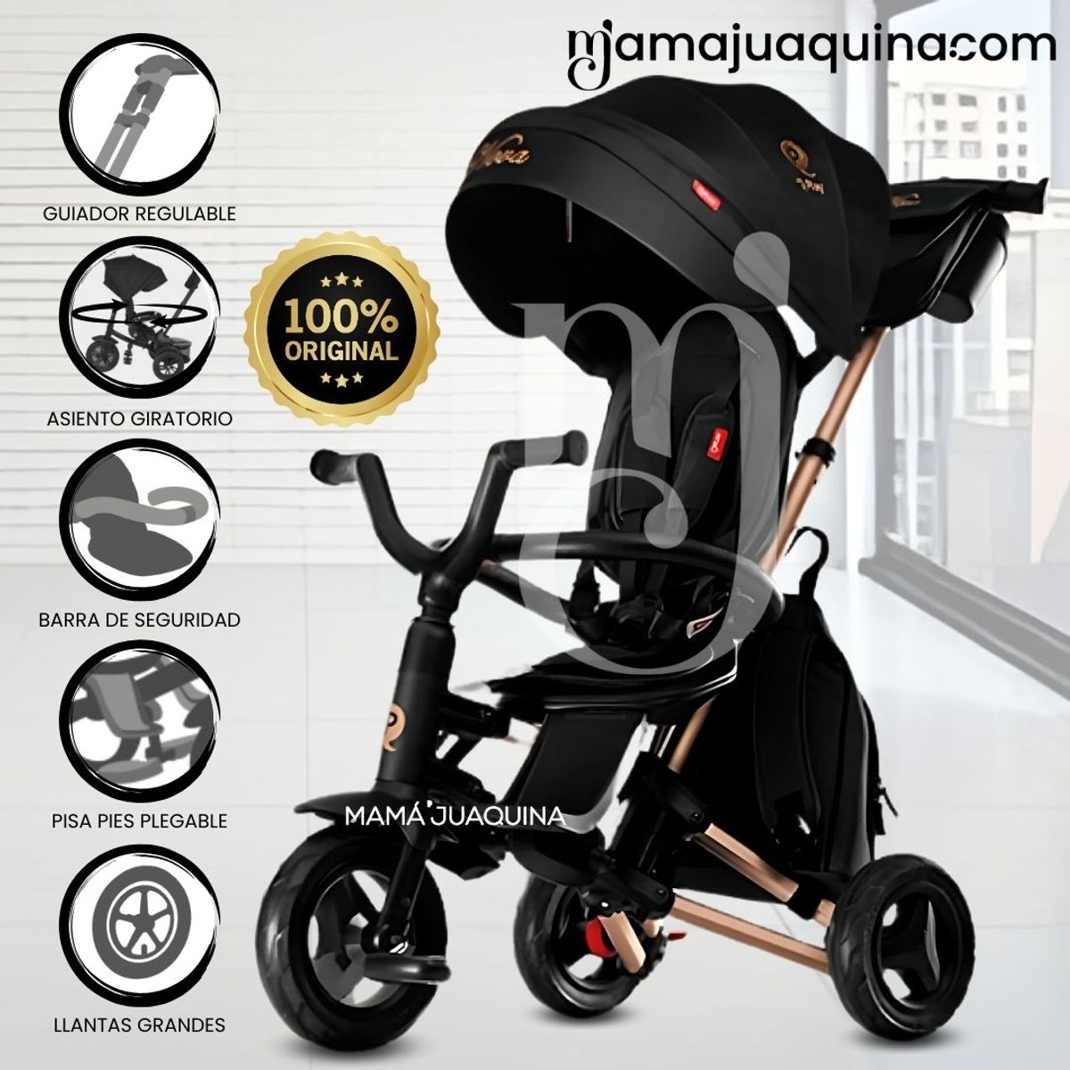 KIDS - Triciclo Guiador Plegable «QUILL NOVA» Black