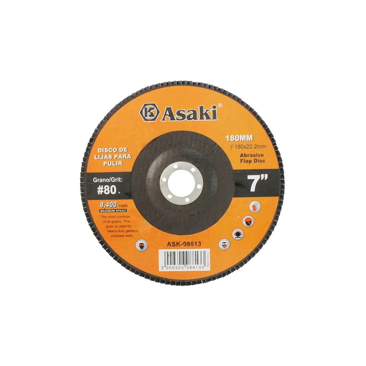 ASAKI - Disco Lija Flap 7″ (180mm) grano 80  Asaki