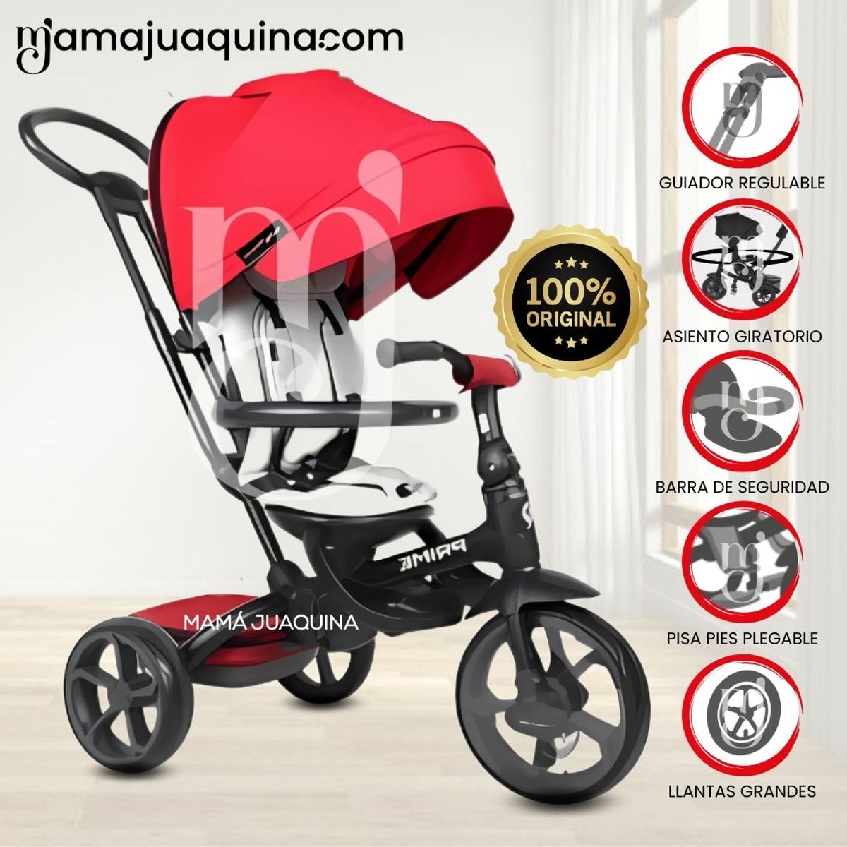 KIDS - Triciclo Guiador Plegable «QUILL PRIME» Red