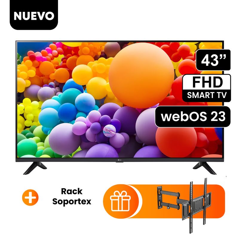 LG - Televisor LG 43 pulg. FHD Smart TV AI 43LR6000PSA Modelo 2024 + Rack