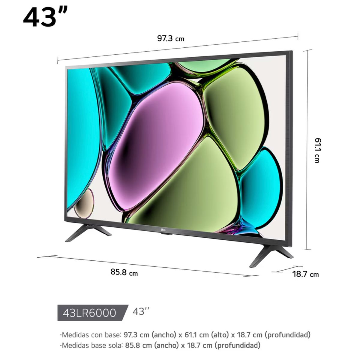 LG - Televisor LG 43 pulg. FHD Smart TV AI 43LR6000PSA Modelo 2024 + Rack