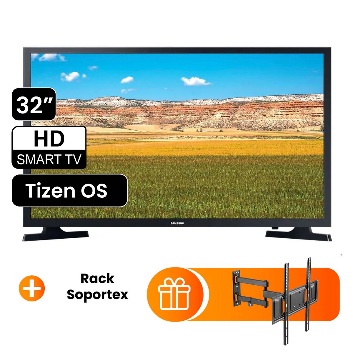 SAMSUNG - TELEVISOR SAMSUNG UN32T4202AG SMART TV 32 HD + Rack Soportex