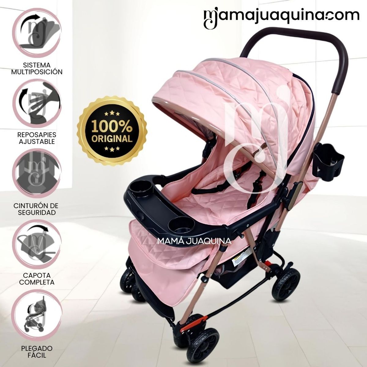 EBABY - Coche Mecedora de Lujo «SEULGI» Pink