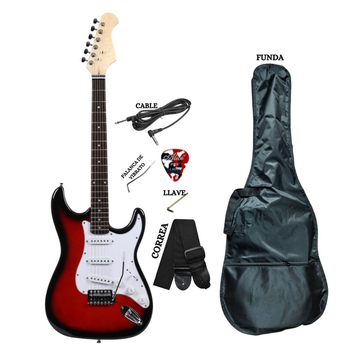 GENERICO - Guitarra Eléctrica Modelo Stratocaster ROJO