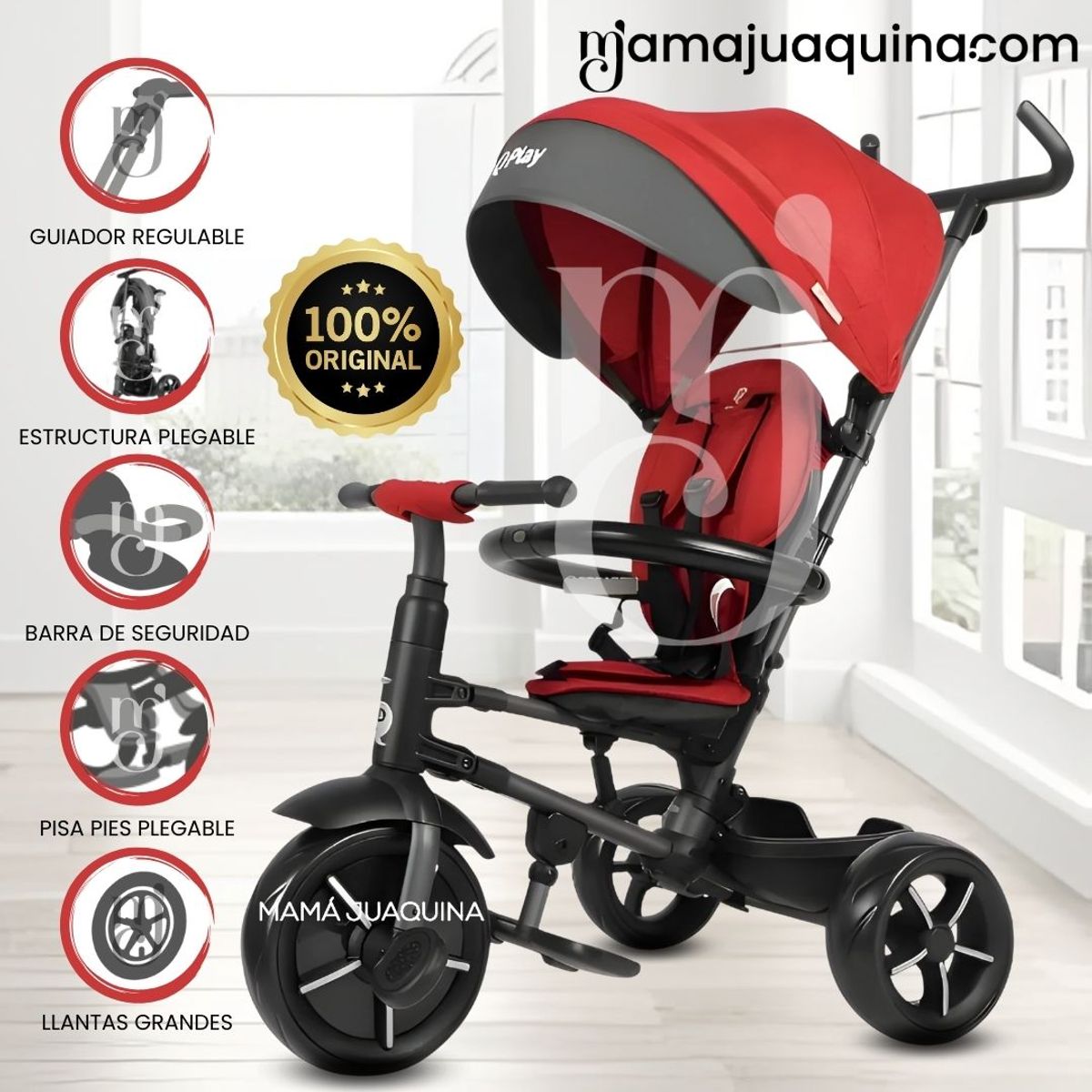 KIDS - Triciclo Guiador  «STARITE» Red