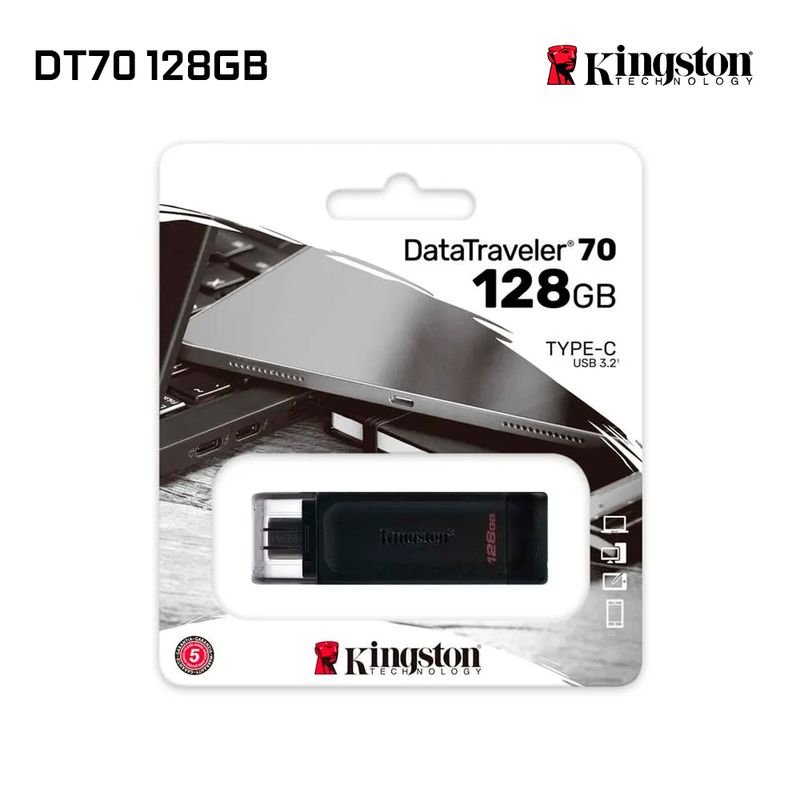 KINGSTON - Memoria USB-C 3.2 128GB Kingston DataTraveler 70(DT70/128GB)