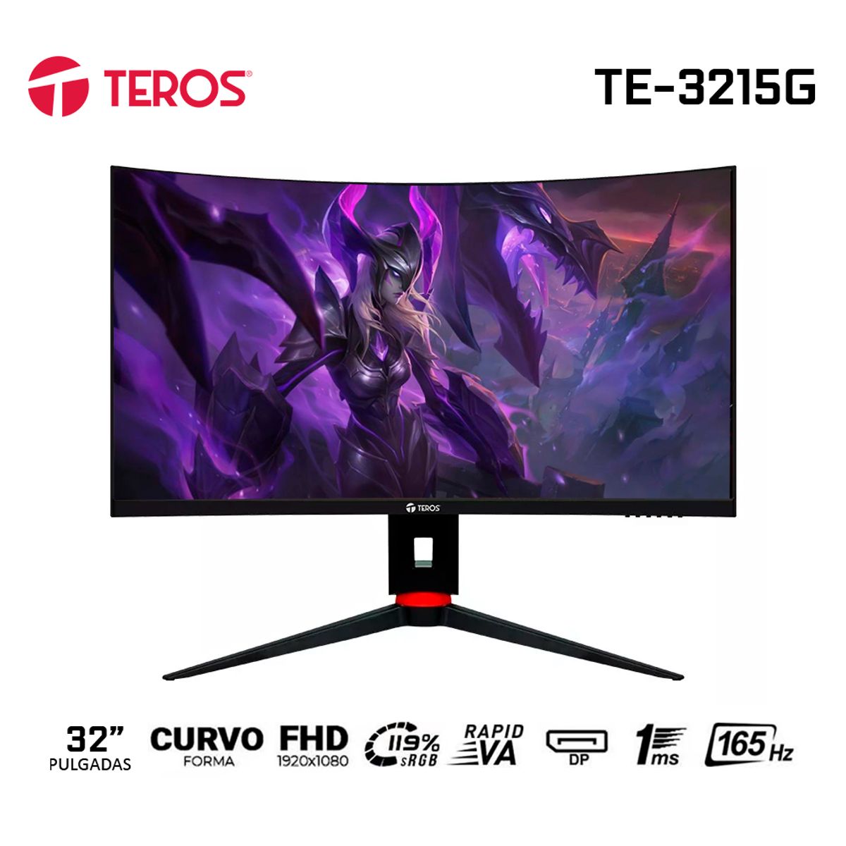 TEROS - Monitor curvo gaming TEROS TE-3215G, 31.5 FHD VA, 165 Hz, HDMI, DP