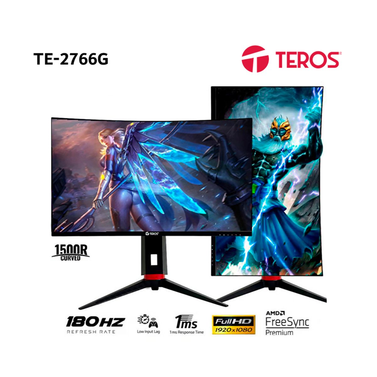 TEROS - Monitor curvo gaming TEROS TE-2766G 27 FHD VA180 Hz HDMI DP PIVO