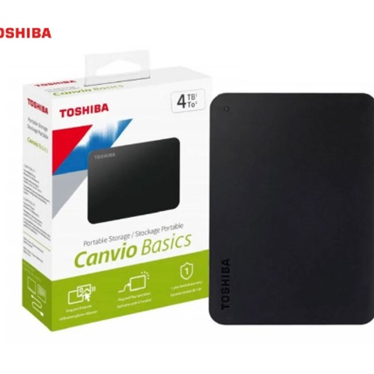 TOSHIBA - Disco Duro Externo Toshiba Canvio Basics 4TB - Negro Mate - Portátil