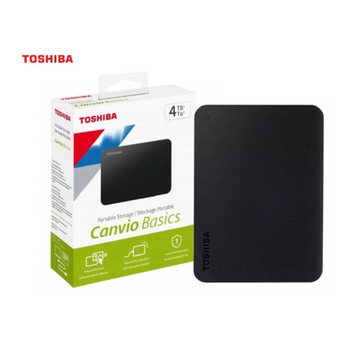 TOSHIBA - Disco Duro Externo Toshiba Canvio Basics 4TB - Negro Mate - Portátil