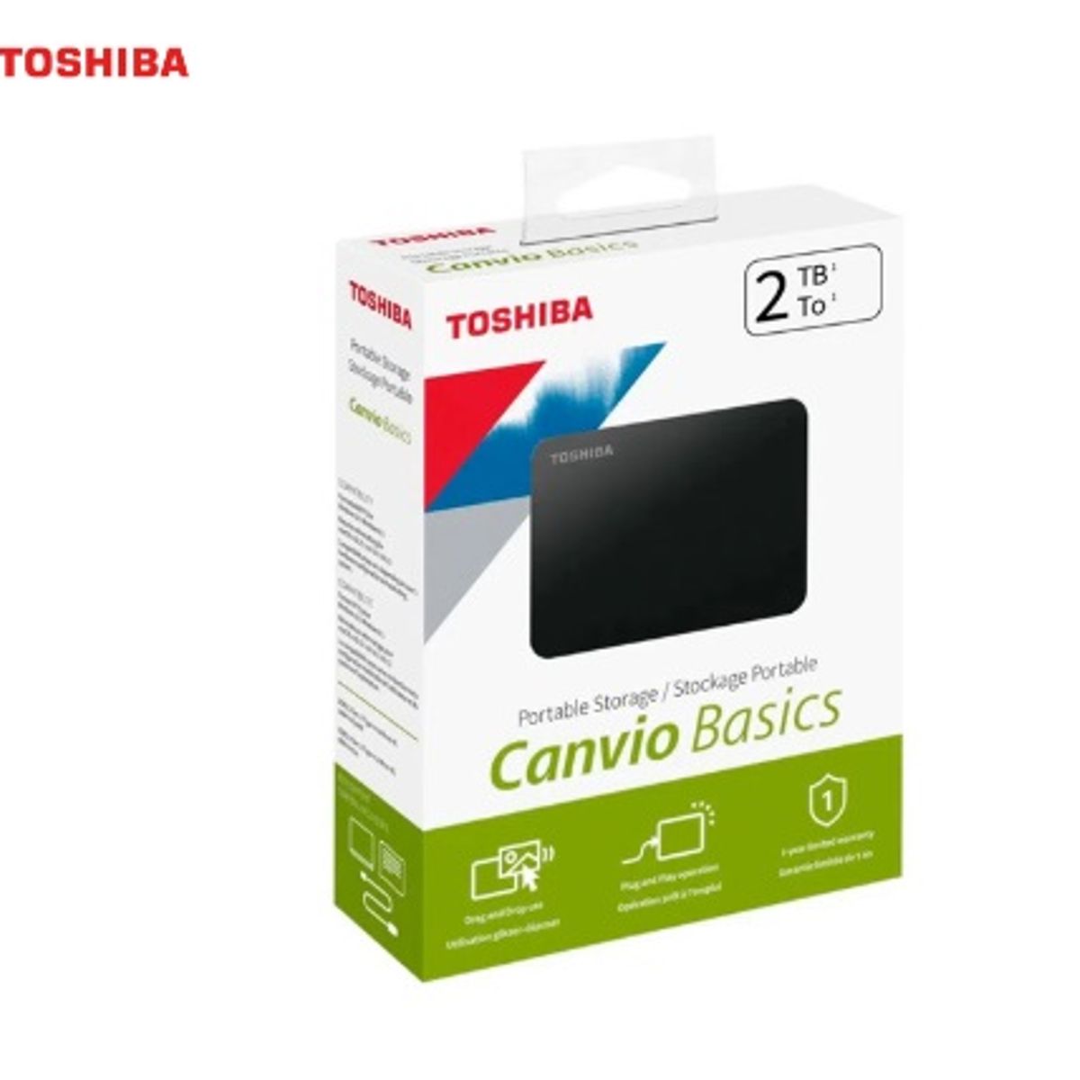TOSHIBA - Disco Duro Externo Toshiba Canvio Basics 2TB - Negro Mate - Portátil