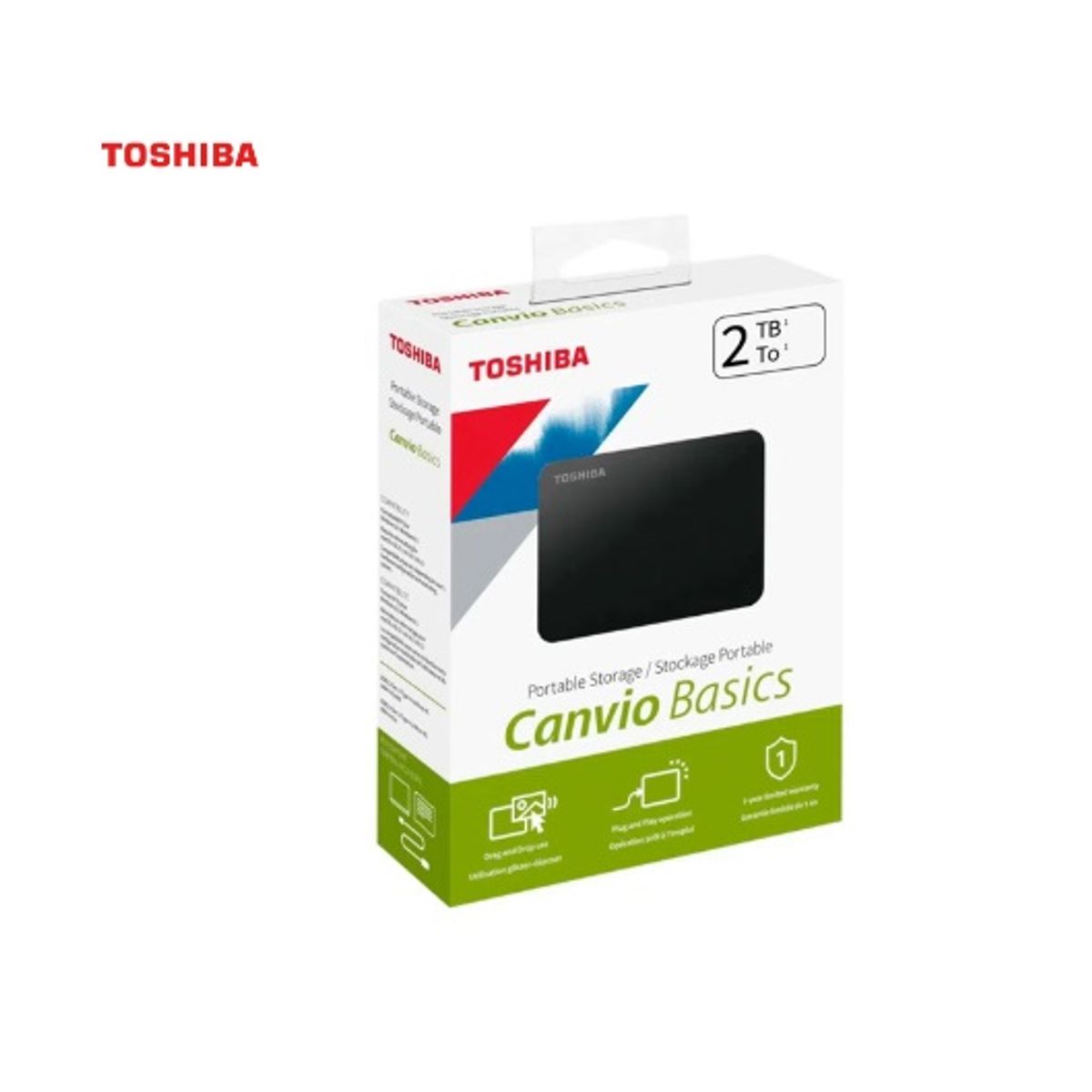 TOSHIBA - Disco Duro Externo Toshiba Canvio Basics 2TB - Negro Mate - Portátil