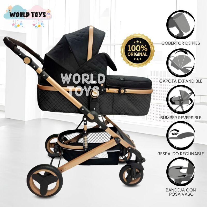 BABY - Coche Cuna Moisés de Lujo «LOVY BABY» Black