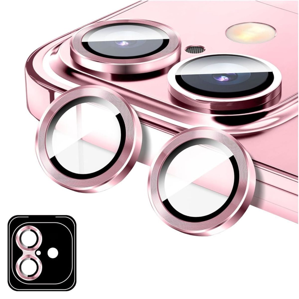 GENERICO - Protector de Cámara Metálico Compatible con iPhone 16 - 16 Plus Pink