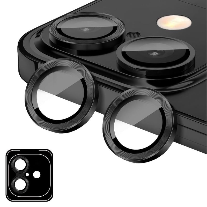 GENERICO - Protector de Cámara Metálico Compatible con iPhone 16 - 16 Plus Black