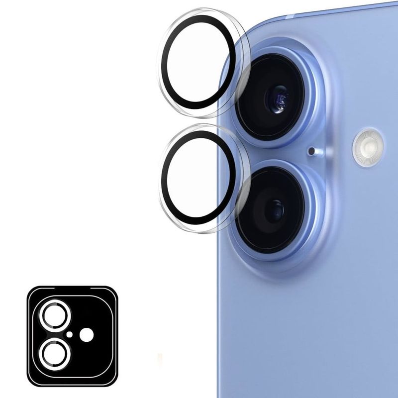 GENERICO - Protector de Cámara Metálico Compatible con iPhone 16 - 16 Plus Clear