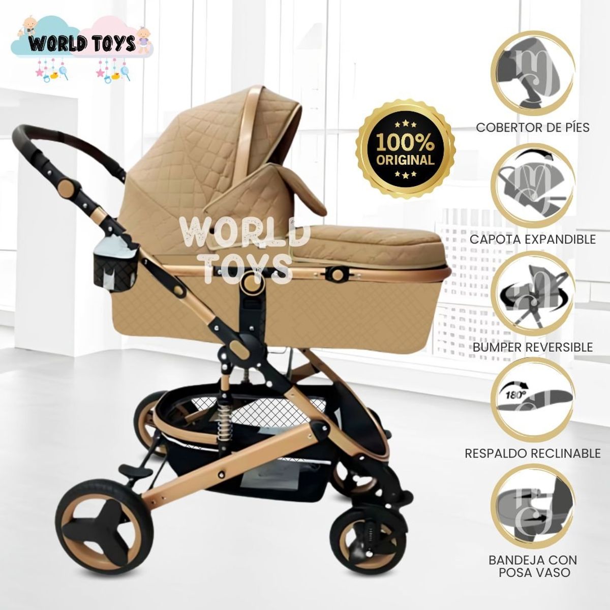 BABY - Coche Cuna Moisés de Lujo «LOVY BABY» Beige