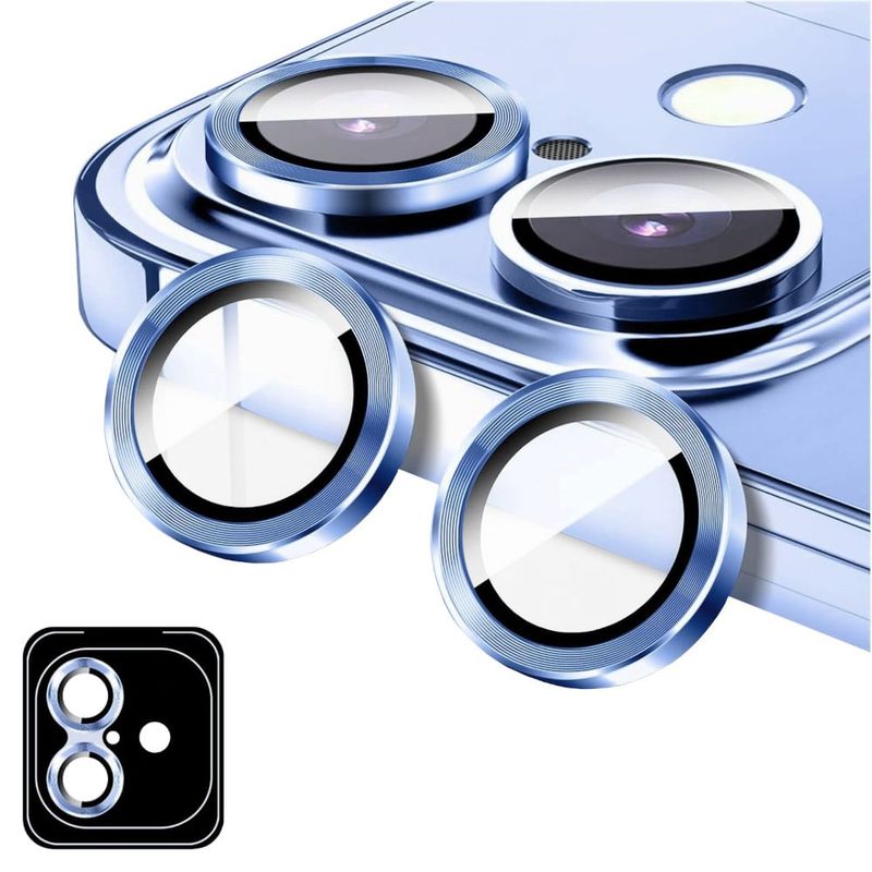GENERICO - Protector de Cámara Metálico Compatible con iPhone 16 - 16 Plus Si Blu