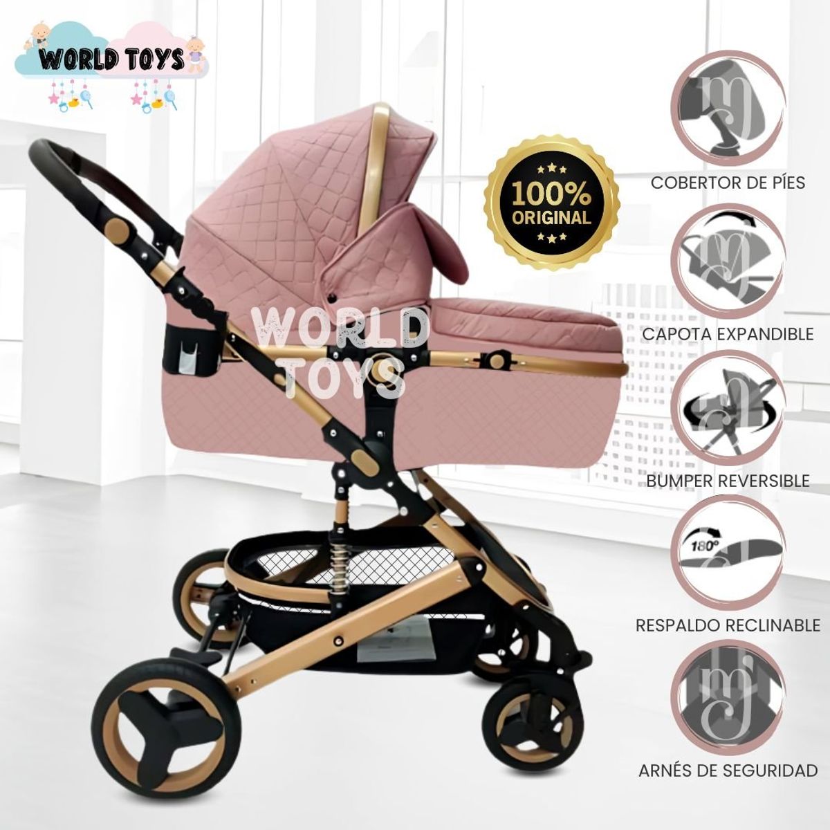 BABY - Coche Cuna Moisés de Lujo «LOVY BABY» Pink
