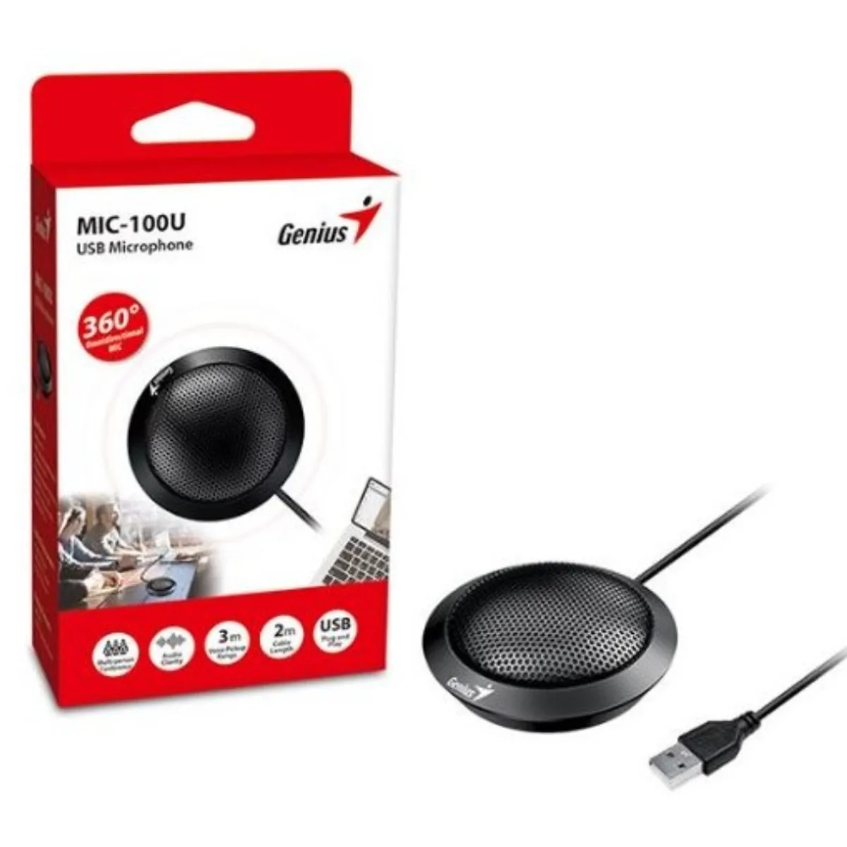 GENIUS - Micrófono Genius Mic-100u Usb Omnidireccional Para Conferencia