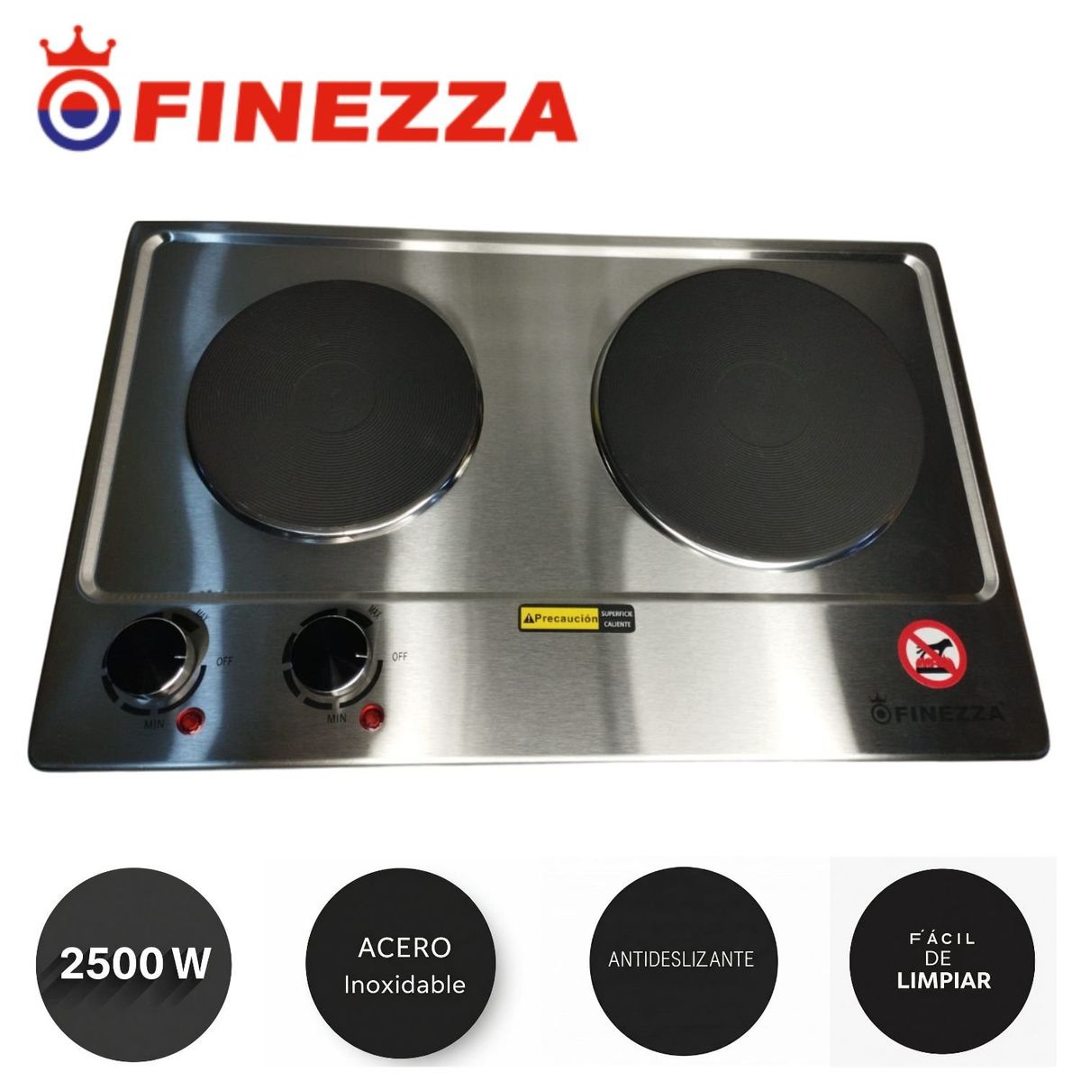 FINEZZA - Cocina eléctrica Finezza 02 hornillas Acero inox