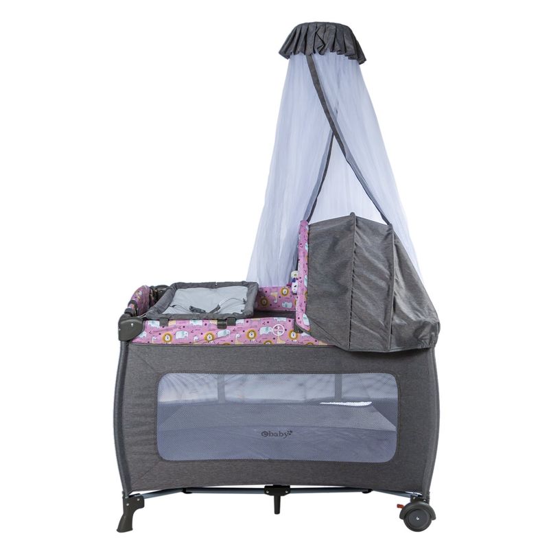 EBABY - Cuna Corral Mecedora Sally Rosado  EB716-3