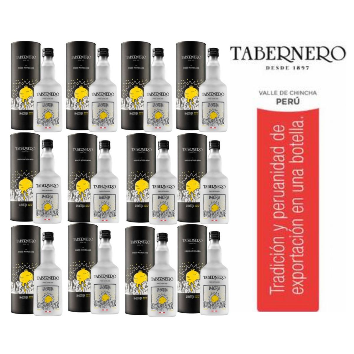 TABERNERO - Pisco Tabernero La Botija Acholado Tubular 700ml - 12 UND