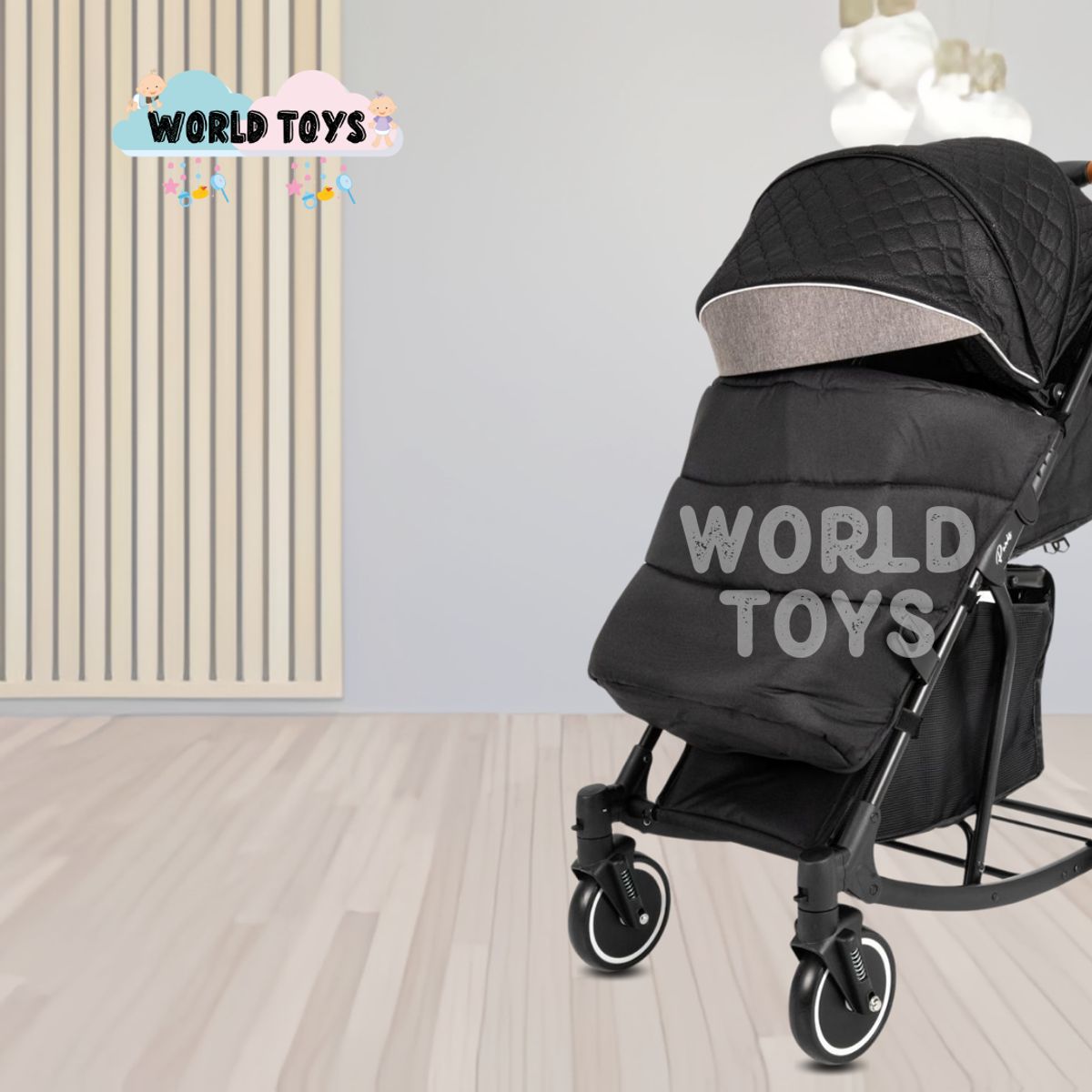 BABY - Coche Mecedora de Lujo «SIDNEY II» con Pañalera Black