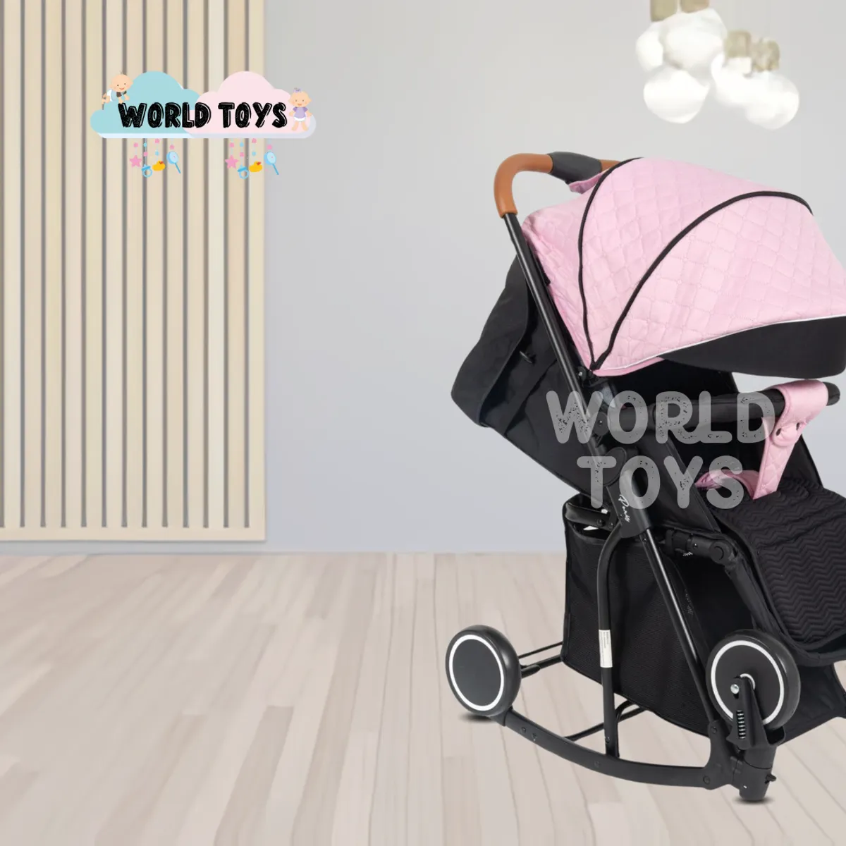 BABY - Coche Mecedora de Lujo «SIDNEY II» con Pañalera Pink