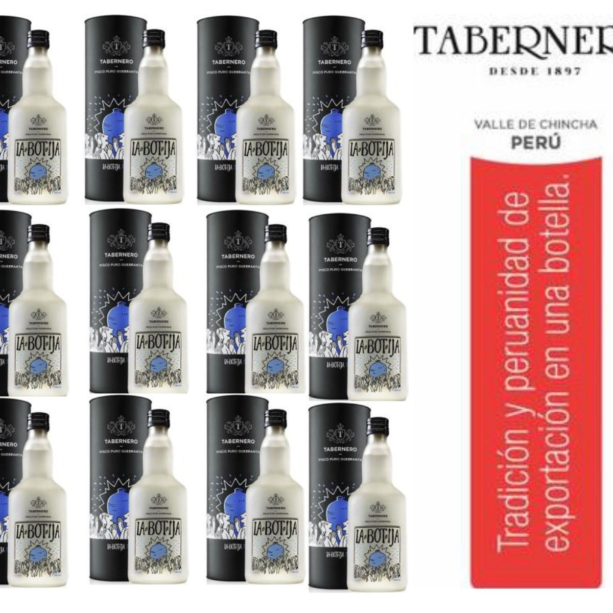 TABERNERO - Pisco Tabernero La Botija Quebranta Tubular 700ml - 12 UND