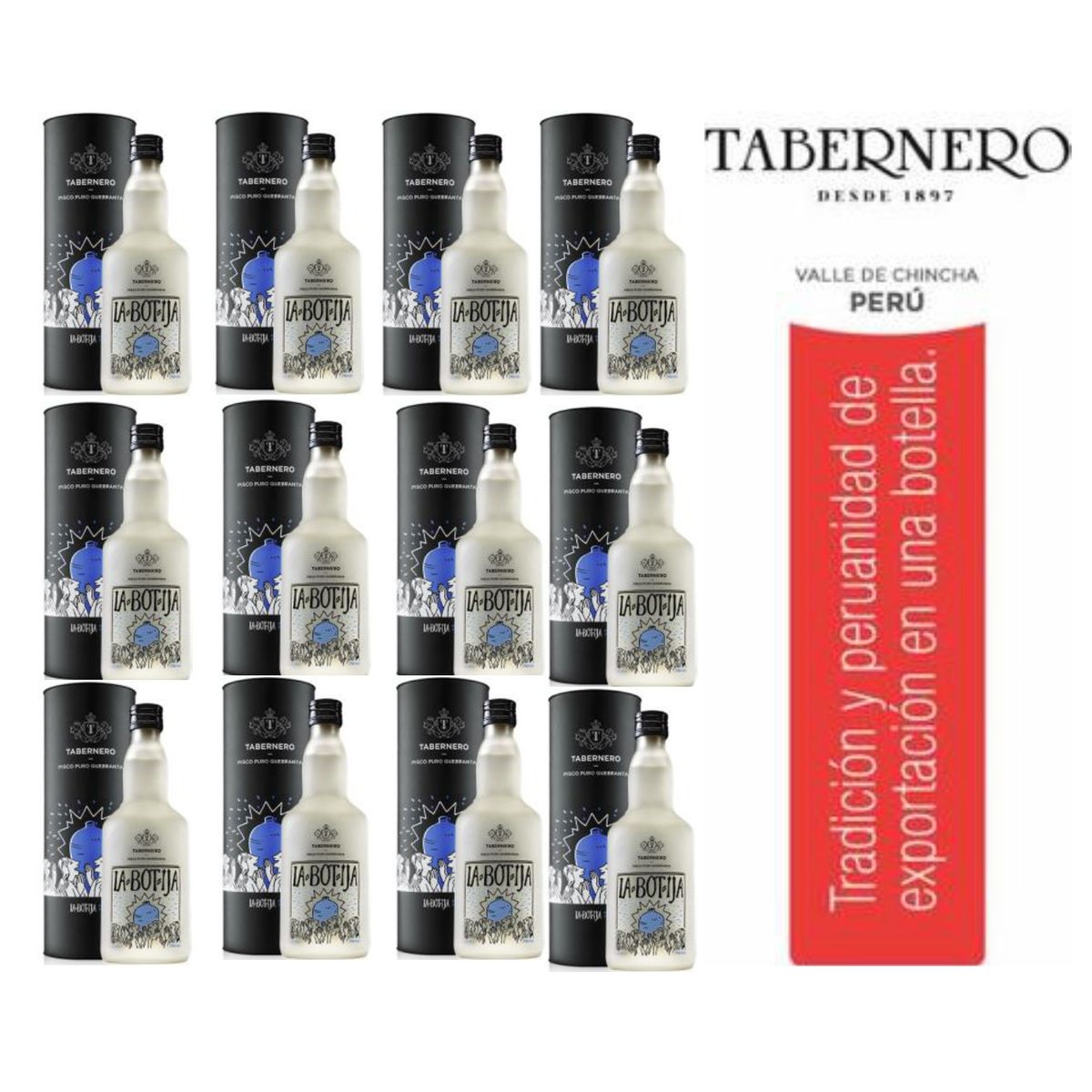 TABERNERO - Pisco Tabernero La Botija Quebranta Tubular 700ml - 12 UND