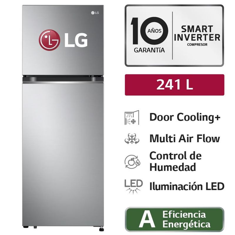 LG - Refrigeradora LG 241LT Top Freezer No Frost GT24BPP Plateado