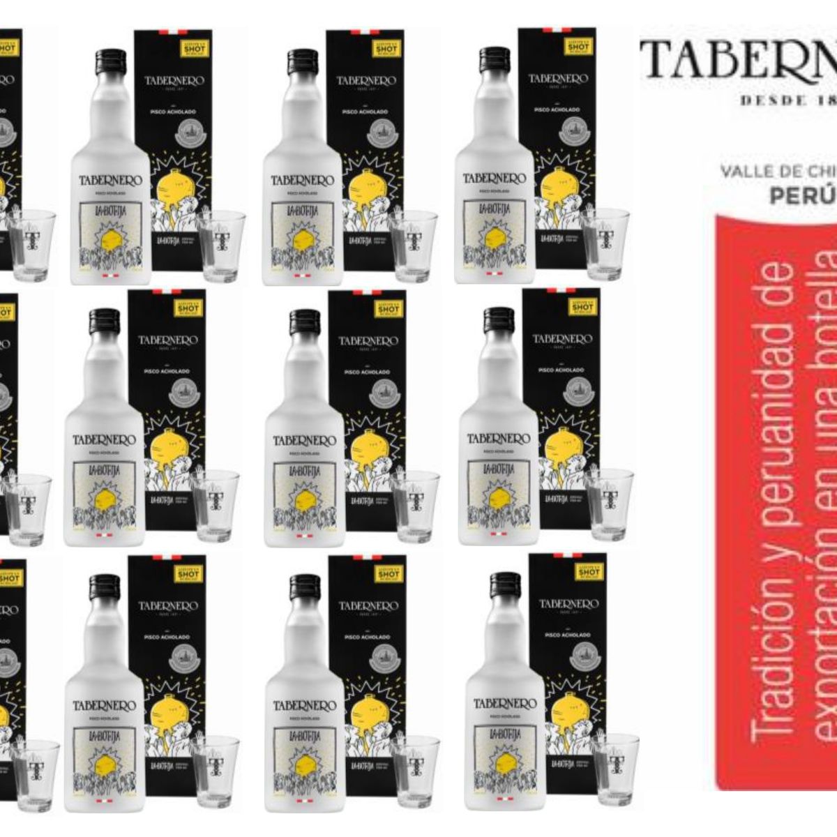 TABERNERO - Pisco Tabernero La Botija Acholado 700ml + Shot - 12 UND