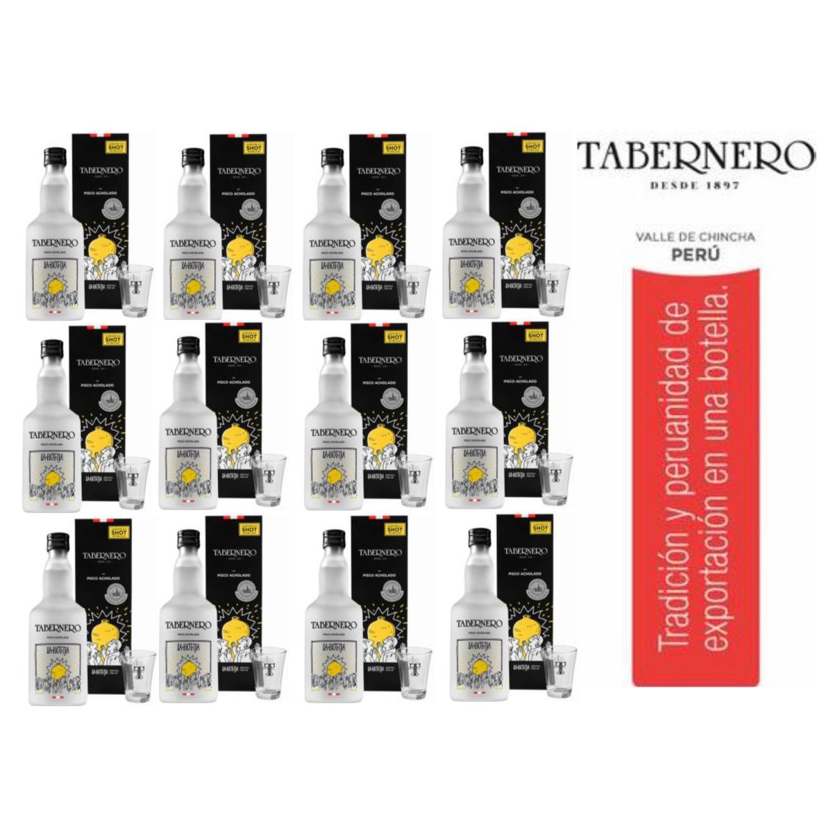 TABERNERO - Pisco Tabernero La Botija Acholado 700ml + Shot - 12 UND