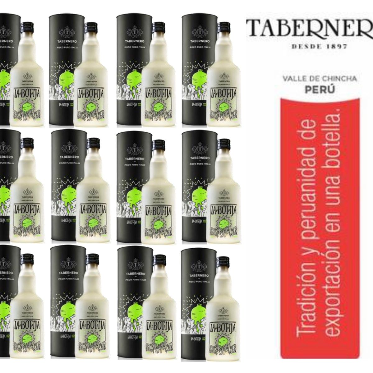 TABERNERO - Pisco Tabernero La Botija Italia 700ml + Shot - 12 UND