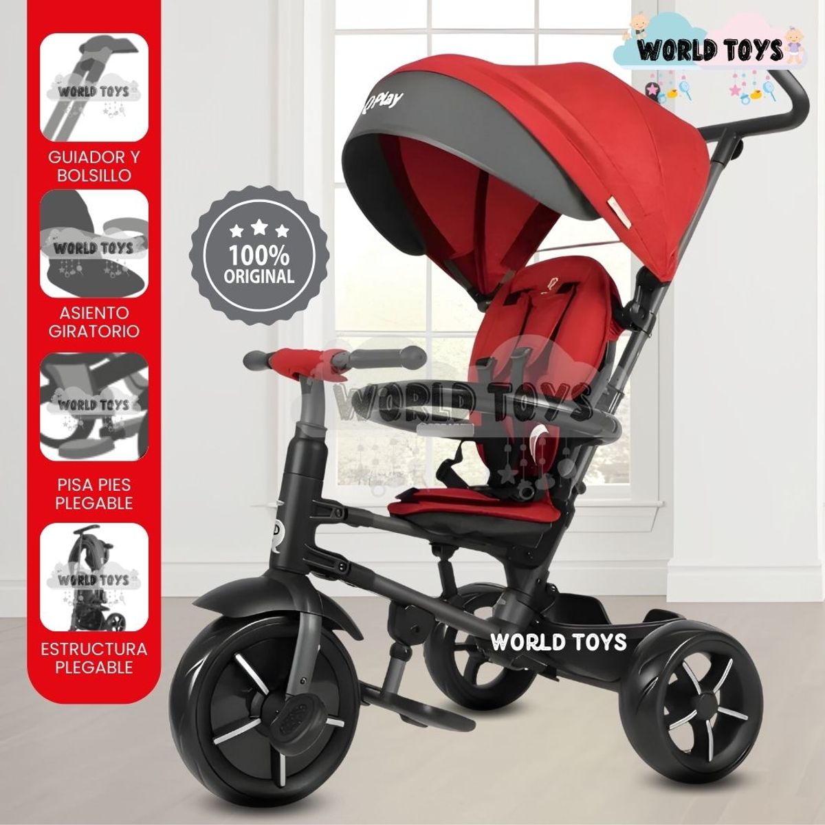 KIDS - Triciclo Guiador  «STARITE» Red