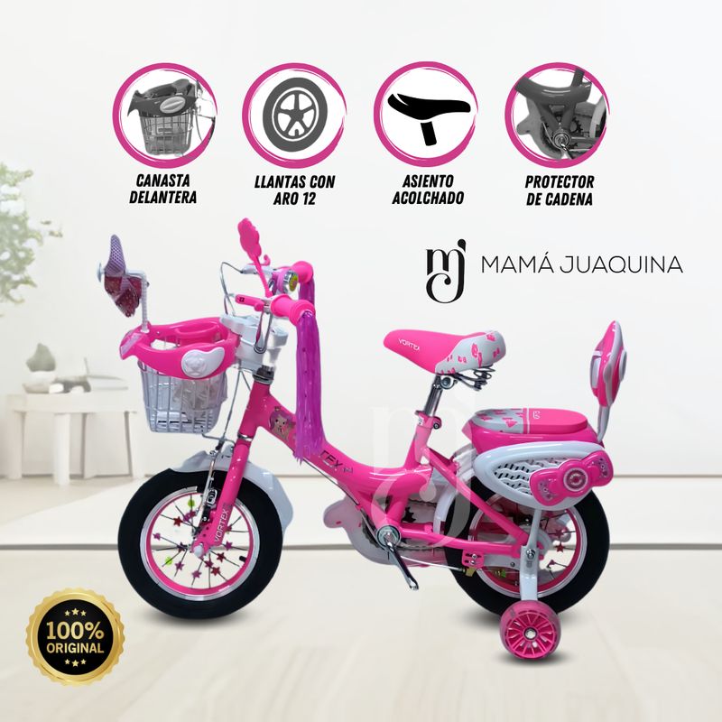 VELOX - Bicicleta Para Niña Aro 12 «HII LIRY» Dark Pink