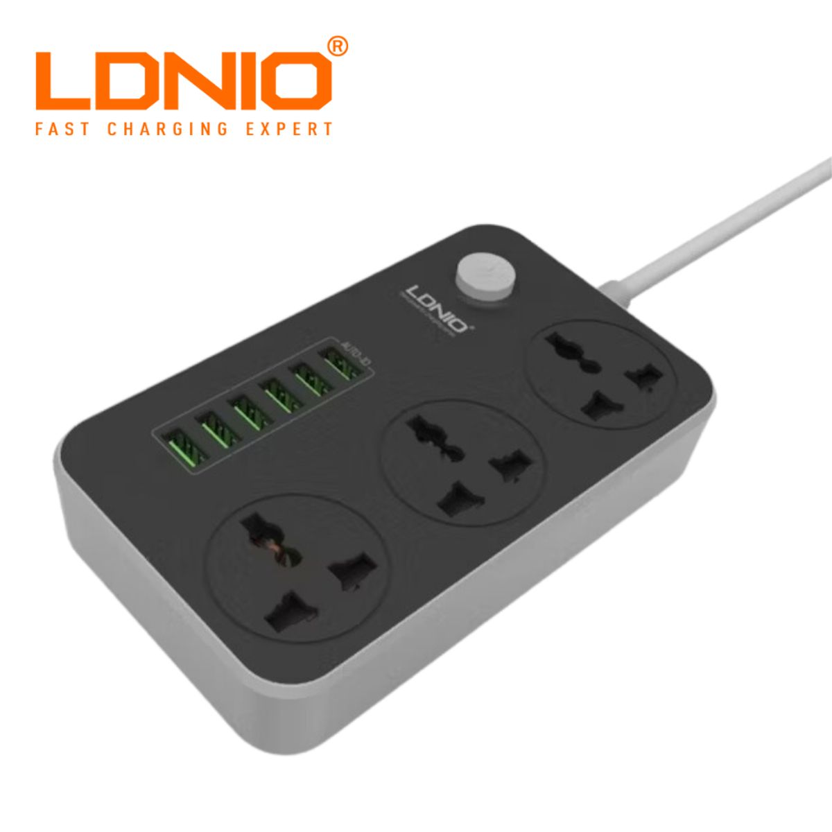 LDNIO - Extension Tomacorriente Cargador Carga Rapida 17W 2500w 6 USB 3 Socket LDNIO SC3604