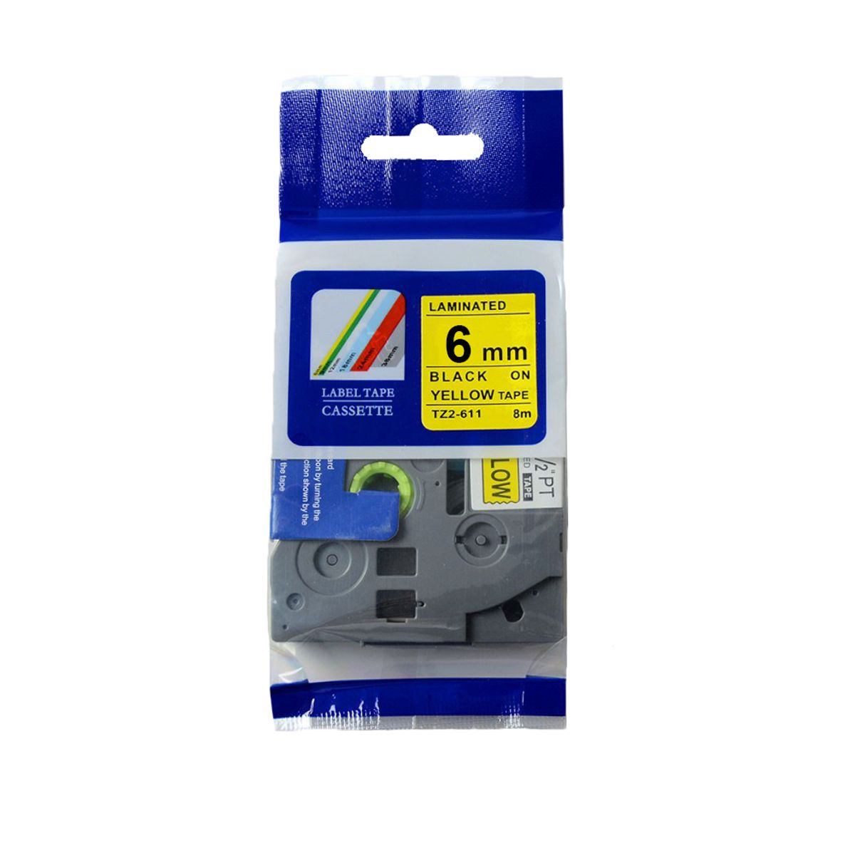 GENERICO - CINTA BROTHER COMPATIBLE TZ2-611 6MM LETRA NEGRA SOBRE FONDO AMARILLO