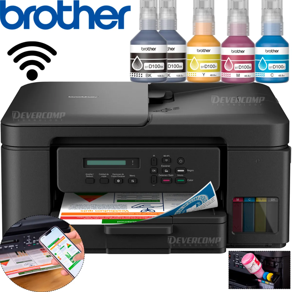 BROTHER - Impresora Brother DCP-T730DW Multifuncional Duplex Wifi