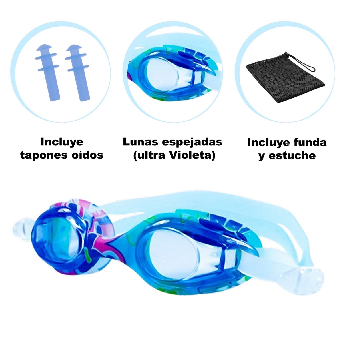 PORTO - LENTES NATACIÓN WINGS FANTASY PORTO JUNIOR CELESTE