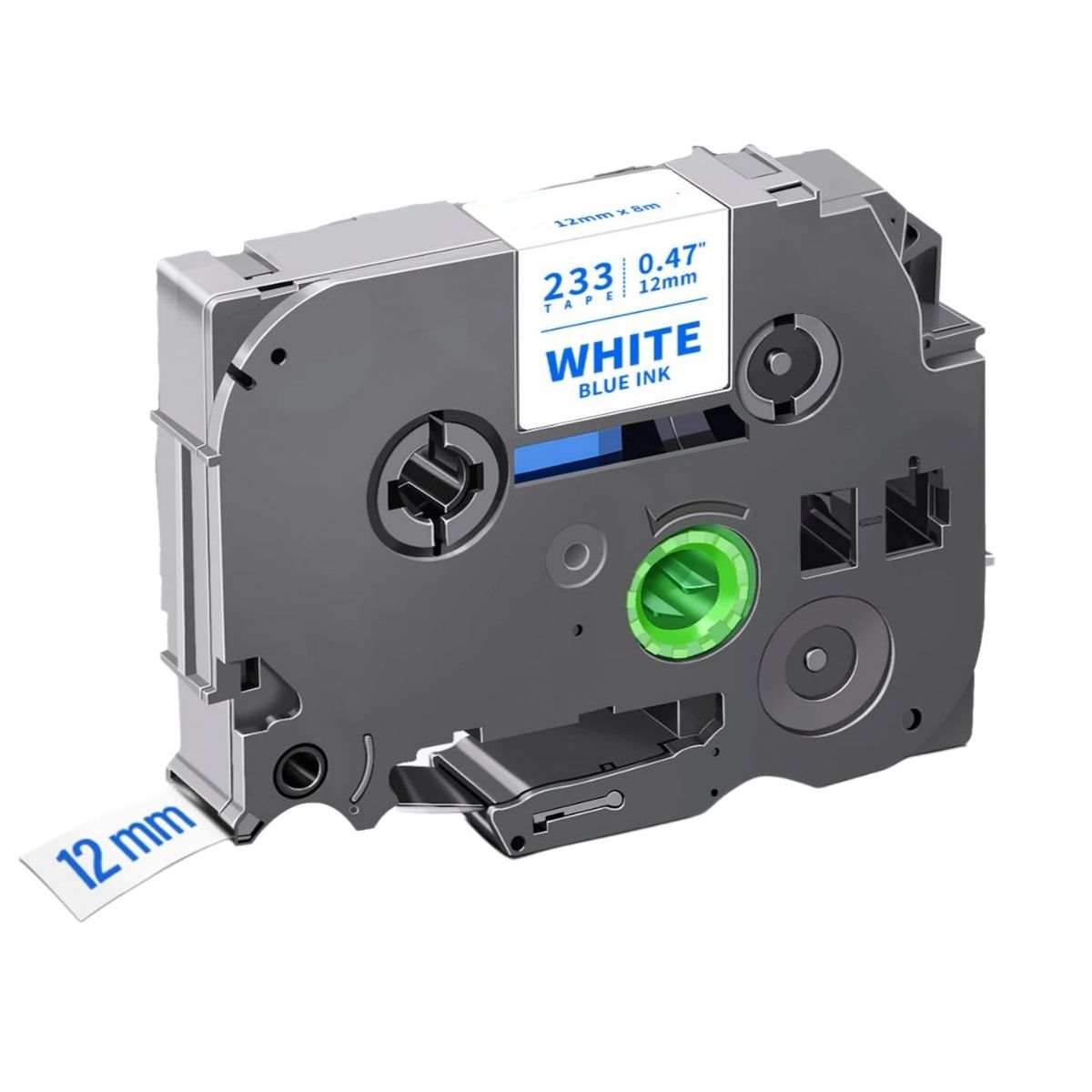 GENERICO - CINTA BROTHER COMPATIBLE Tz2-233 12MM LETRA AZUL SOBRE FONDO BLANCO