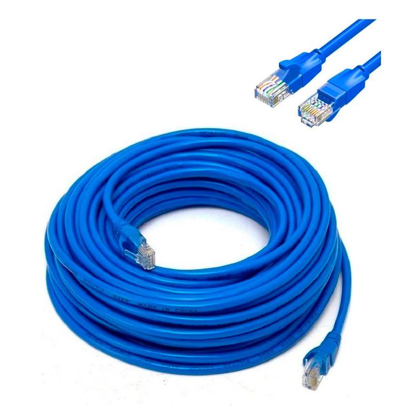 GENERICO - Cable De Red Internet Cat 6A Ethernet 50 Metros RJ45 Azul