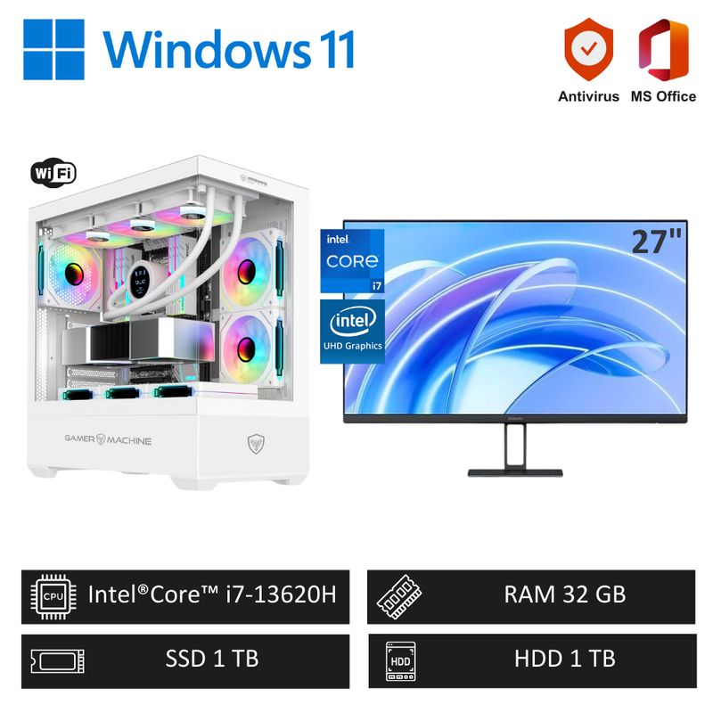 INTEL - Computadora PC Gamer Intel ci7 13620H 4´90GHz 32GB RAM 2TB + Monitor Xiaomi 27”